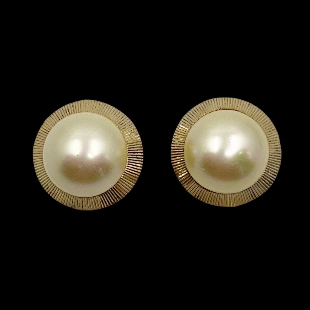 Gold Vermeil Majorica Mabe Pearl Earrings 75$